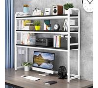 Libreria da scrivania, Libreria da scrivania regolabile a 3 livelli in legno e metallo 75-135X24X118 cm for casa, ufficio, studio, dormitorio, libri, arredamento(B,95X24X118cm)