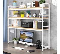 Libreria da scrivania, Libreria da scrivania regolabile a 3 livelli in legno e metallo 75-135X24X118 cm for casa, ufficio, studio, dormitorio, libri, arredamento(D,105X24X118cm)