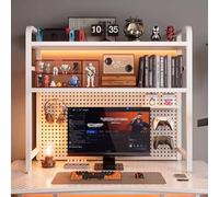 Libreria da scrivania, organizer da scrivania a 2 ripiani in metallo con pannello forato, scaffale multiuso per ufficio, casa, dormitorio (115 x 20 x 68 cm)