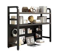 Libreria da scrivania per Computer, libreria da dormitorio in Metallo, scaffale portaoggetti a 2 Ripiani, Ripiani per Ufficio in casa, Solo ripiano Superiore (95 cm, Nero)