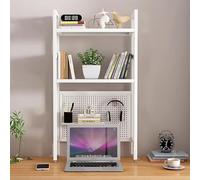 Libreria Da Scrivania per Computer, Scaffale Portaoggetti Da Banco Indipendente A 2 Livelli con Pannello Forato, Portaoggetti Da Scrivania per Ufficio, Casa, Ufficio(White,55x98x22cm(22x39x9inch))