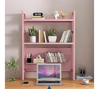 Libreria Da Scrivania per Computer, Scaffale Portaoggetti Da Banco Indipendente A 2 Livelli con Pannello Forato, Portaoggetti Da Scrivania per Ufficio, Casa, Ufficio(Pink,75x98x22cm(30x39x9inch))