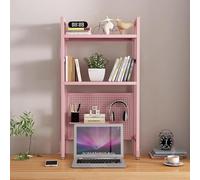 Libreria Da Scrivania per Computer, Scaffale Portaoggetti Da Banco Indipendente A 2 Livelli con Pannello Forato, Portaoggetti Da Scrivania per Ufficio, Casa, Ufficio(Pink,55x98x22cm(22x39x9inch))