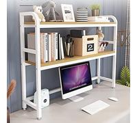 Libreria da scrivania regolabile a 2 livelli, in legno e metallo, per casa e ufficio, multiuso, decorazione moderna per ufficio, controsoffitto
