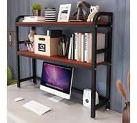 Libreria da scrivania regolabile a 2 livelli, moderna libreria in legno e metallo per scrivania del computer, scaffale multiuso per riporre ed esporre, elegante decorazione per ufficio, casetta