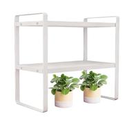 Libreria da scrivania | Rialzo per Espositore Moderno a 2 Livelli - Scaffale per Libri e Articoli | Per Camera da Cucina Ufficio Studenti Decorazione Statuette da Collezione e Fioriera