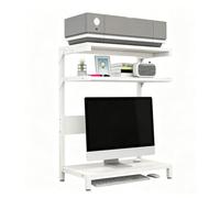 Libreria da Scrivania Salvaspazio 3 Ripiani Scomparti Aperti Mensola da Scrivania Workstation Appoggio per Monitor e Stampante per Ufficio Casa Dormitorio(White,70x38x90cm)