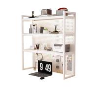 Libreria da Scrivania Salvaspazio Altezza 130 cm Elevata Capacità di Carico Mensole da Mettere Sopra la Scrivania Salvaspazio per Ufficio Casa Dormitorio(White,60cm)