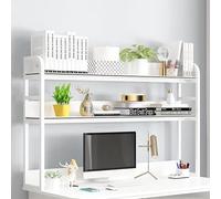 Libreria da tavolo a 3 livelli, libreria da banco da 120 cm per ufficio, organizer da scrivania per computer, ripiani per libri e accessori, elegante decorazione per casa e ufficio (colore: D)