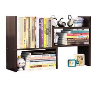 Libreria da Tavolo, Organizer, libreria Regolabile, Estensibile in Legno, espositore da Tavolo Multiuso per Libri, File e Forniture