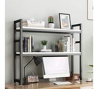 Libreria da tavolo regolabile a 2 strati per scrivania da computer controsoffitto Hutch nizer libreria desktop rack stampante stand scaffale di stoccaggio aperto E 95x24x90 cm