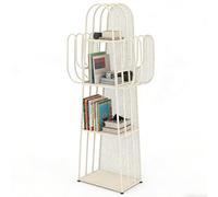 Libreria da Terra a Forma di Cactus, Libreria in Metallo Moderna e Unica. 4 livelli di stoccaggio ad alta capacità, ganci su entrambi i lati per appendere gli abiti in soggiorno o in camera Milk Tea
