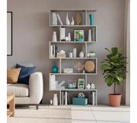 Libreria da Terra Con Mensole Zig Zag Friburgo Plus 192 x 80 x 25 Cm Grigio Cemento