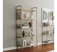 Libreria Delphini, Scaffale da Ufficio, Mobile portalibri, Biblioteca, 80x30h165 cm, Oro