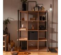 LIBRERIA SCAFFALE A CUBI ROVERE QUERCIA STILE INDUSTRIAL 107x39x145 CM LEGNO