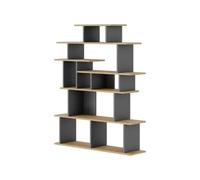 Libreria Design in Legno Rovere e Antracite per Salotto Ingresso Camera Ufficio