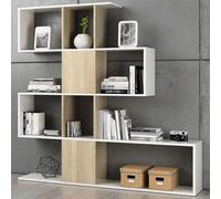 Libreria Design Moderna Scaffale 4 Ripiani 145x29x145 Casa Ufficio Bianco Rovere