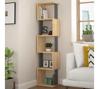 Libreria Design Moderna Scaffale Modulare 5 Ripiani 161x35x30cm Ufficio Oak Grey