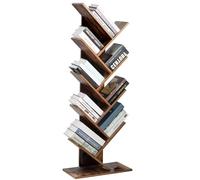 BAKAJI Libreria Scaffale 10 Ripiani Inclinati in Legno MDF Effetto Anticato Design Moderno Industriale per Soggiorno Salotto Casa Ufficio Dimensione 141 x 25 x 50 cm