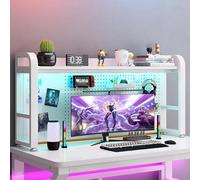 Libreria Desktop A 2 Livelli, Scaffale Da Scrivania, Organizzatore Di Pareti Di Pegboard, Scaffale Di Visualizzazione Del Rack Di Archiviazione Indipendente Multifunzion(Size:115cm/45in,Color:Bianco)