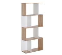 Libreria di Design Moderno 4 ripiani Legno Naturale e Bianco 60x24x148 cm