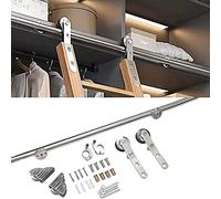 Libreria Di Ferramenta Scale Scomparsa, Kit Di Ferramenta Per Scale Scorrevoli, Porta Scorrevole In Legno, Kit Di Hardware Per Scaletta Libreria Rotolante Retrattile(400cm(13.1 ft) track kit)