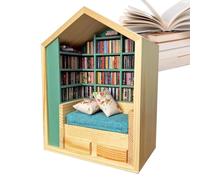 Libreria Di Sollievo Da Stress | Box In Miniatura | Ansia Mini Libreria | Scaffale In Legno 23x17 Cm Con 200 Piccoli Libri, Decorazione Calmante Per La Scrivania O Sede Per Ridurre L'ansia E Migliorar