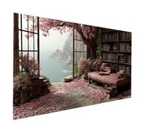 Libreria Diamond Painting Kit Completo, Diamond Painting Petalo, Diamante Dipingere con i Numeri Adulti 50x100 cm, Kit Punto Croce Diamantini Crystal Art Pittura Con Numeri, Decorazioni Casa JXL-11004