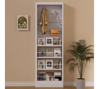 Libreria dietro la porta, libreria alta e stretta con bordo perforato e ganci, organizer multiuso per libri