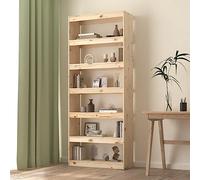 Libreria divisoria 80 x 30 x 199,5 cm, legno massello di pino, robusta, con 6 scomparti, versatile come libreria o divisorio per soggiorno, studio