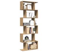 Libreria divisoria a 6 ripiani in rovere artigianale 70x24x193 cm legno ingegnerizzato