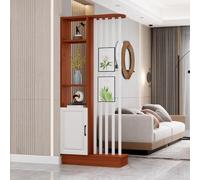 Libreria divisoria da parete in teak e bianco, mobiletto autoportante con ripiani, schermo salvaspazio per la privacy, espositore moderno (79,8 x 30 x 205 cm)