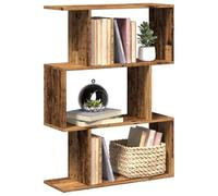 Libreria Divisorio 3 Ripiani Legno Antico 70x24x97 cm - Scaffale Libreria Moderno con Design Geometrico, Divisorio per Soggiorno o Studio, Truciolato Resistente, Facile Montaggio e Manutenzione