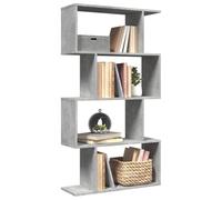 Libreria Divisorio 4 Ripiani Grigio 70x24x129 cm Truciolato - Modern Geometric Bookcase with Storage Shelves, Space Organizer for Living Room Bedroom, Durable Particle Board, Assembly & Maintenance