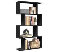 Libreria Divisorio 4 Ripiani Nera 70x24x129 cm in Truciolato - Modern Bookshelf Room Divider with 4 Shelves, Sturdy Particle Board, Black Storage Shelf for Living Room, Bedroom, Office
