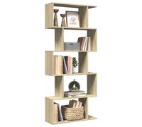 Libreria Divisorio 5 Ripiani Sonoma 70x24x161 cm in Truciolato - Modern Bookcase with Geometric Design, Spacious Storage Shelf Room Divider for Living Room, Bedroom, Office - Durable Particle Board