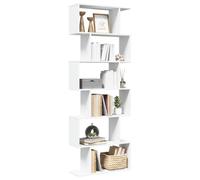 Libreria Divisorio 6 Ripiani Bianca 70x24x193 cm in Truciolato, Modern Bookcase Room Divider with 6 Shelves, Sturdy Particle Board Storage Shelf for Living Room, Bedroom, Office, White