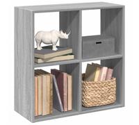 Libreria Divisorio Grigio Sonoma 69.5x29x69.5 cm in Truciolato, Modern Bookcase Shelf with 4 Cubes, Space Saving Room Divider for Living Room, Bedroom, Office, Sturdy Particle Board Storage Unit