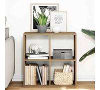 Libreria Divisorio Moderna in Rovere Artigianale 69.5x29x69.5cm, Scaffale a Cubi con 4 Scomparti, Divisorio per Soggiorno o Camera, Truciolato Resistente, Design Geometrico, Facile da Pulire