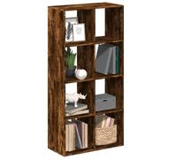 Libreria Divisorio Moderna in Truciolato Rovere Fumo 69,5x29x137,5cm - Scaffale Libri con 8 Scomparti, Divisorio per Soggiorno o Camera, Design Geometrico, Facile Montaggio e Manutenzione