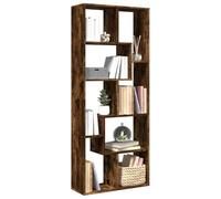 Libreria Divisorio Moderna Rovere Fumo 67x25x161.5 cm in Truciolato - Scaffale Libreria con 8 Scomparti, Divisorio per Soggiorno e Camera, Design Geometrico, Materiale Durevole e Resistente