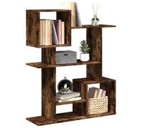 Libreria Divisorio Moderna Rovere Fumo 92x29x112 cm in Truciolato, 5 Shelf Bookcase with Geometric Design, Space Saving Room Divider for Living Room, Bedroom, Office, Sturdy & Easy to Clean