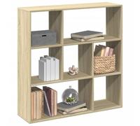 Libreria Divisorio Moderna Rovere Sonoma 102x29x103. 5 cm in Truciolato - 7 Cubby Shelf Organizer for Living Room Bedroom Space Saving Bookcase with Geometric Design - Sturdy Board Storage Unit