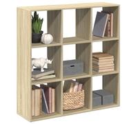 Libreria Divisorio Moderna Rovere Sonoma 102x29x103.5 cm in Truciolato - 9 Cubby Shelf Organizer, Geometric Bookcase Room Divider for Living Room & Bedroom, Sturdy Particle Board Storage Unit