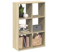 Libreria Divisorio Moderna Rovere Sonoma 69,5x29x103,5 cm in Truciolato - 6 Cubby Shelf Organizer for Living Room Bedroom Space Saving Bookcase with Wall Mount - Sturdy Particle Board Storage Unit