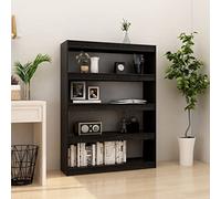 Libreria Divisorio Nero 100x30x135.5 cm in Legno di Pino - Bookshelf Room Divider with Wide Storage Space, Sturdy Pine Wood Shelf for Living Room Bedroom, Easy Assembly & Wall Mounting Included