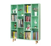 Libreria e libreria a 14 griglie libreria organizer da pavimento verde rack mobili per ufficio soggiorno (colore: verde Dimensioni: 124 x 102 cm)