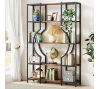 Libreria e libreria a 5 livelli, libreria alta vintage con 12 ripiani aperti per l'home office, il soggiorno, la camera da letto