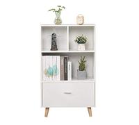 Libreria espositore a 4 ripiani in legno semplice da pavimento per camera da letto mensola autoportante organizer per libri/CD/album/file libreria (colore: bianco Dimensioni: dimensione libera)
