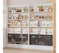 Libreria fotografica, scaffale da espositore, set da 2 scaffali per la cameretta dei bambini, scaffale a 4 ripiani + bordo nero dipinto, protezione antiribaltamento/risparmio di spazio, libreria
